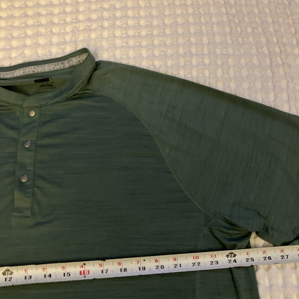 PUMA‎ Golf Green Snap Front Henley Short Sleeve Shirt Men's Sz XL - Picture 6 of 7